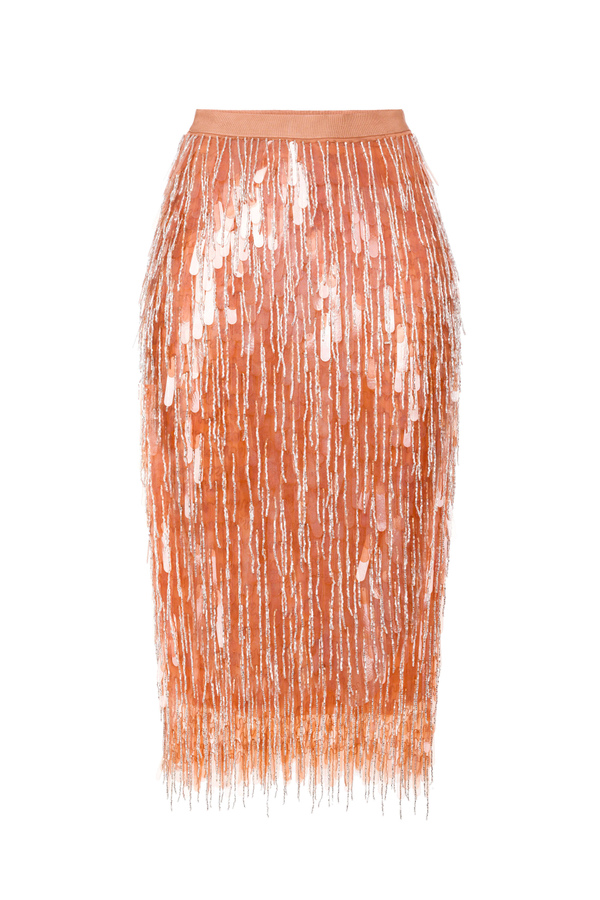 Calf-length skirt with rhinestones - Elisabetta Franchi® Outlet