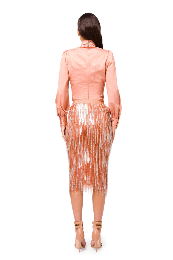 Calf-length skirt with rhinestones - Elisabetta Franchi® Outlet