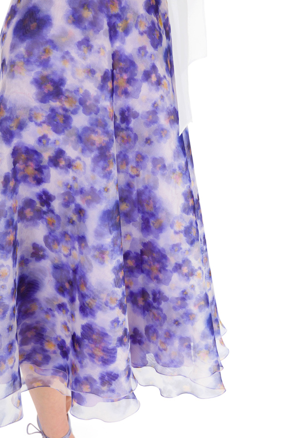 Falda de gasa de organdí con estampado de flores - Elisabetta Franchi® Outlet