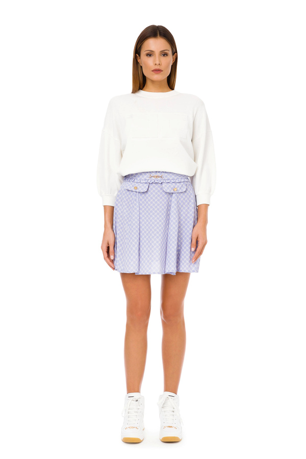 Mini skirt with horse bit print and light gold accessory - Elisabetta Franchi® Outlet