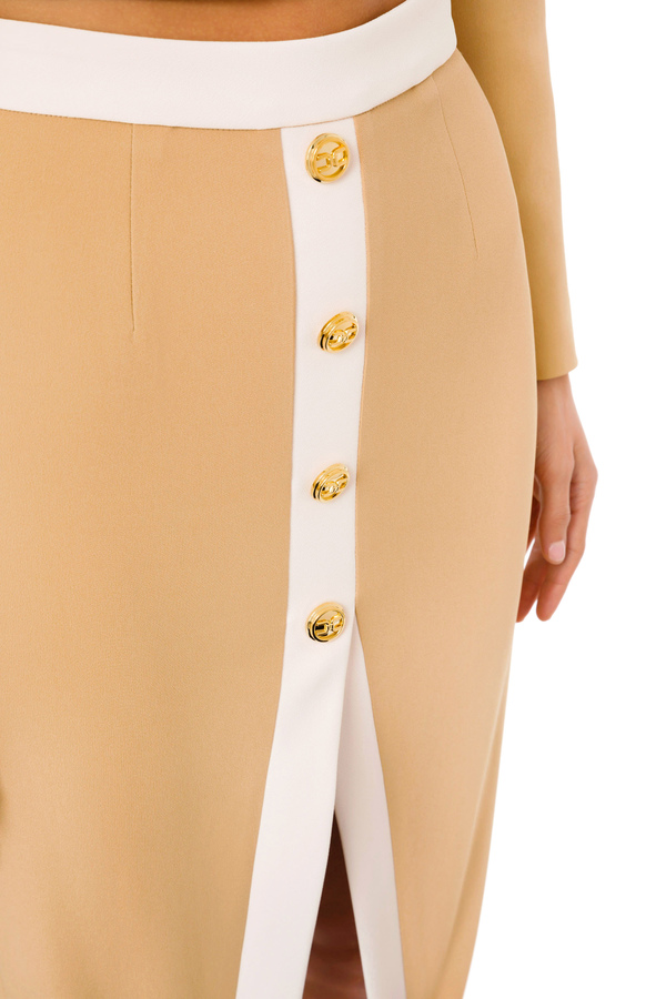 Two-tone pencil skirt with slit - Elisabetta Franchi® Outlet