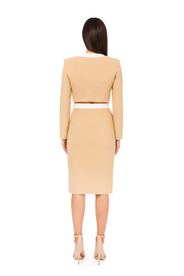 Two-tone pencil skirt with slit - Elisabetta Franchi® Outlet