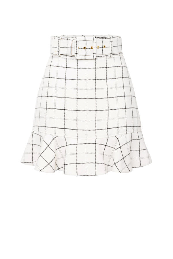 Mini skirt with two-tone check print - Elisabetta Franchi® Outlet