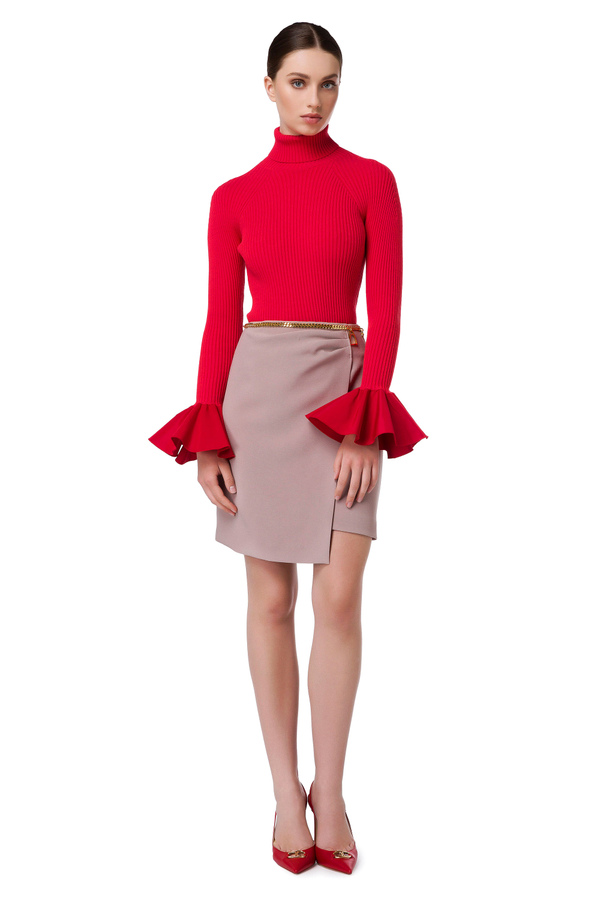 Wraparound skirt with gold stirrup - Elisabetta Franchi® Outlet