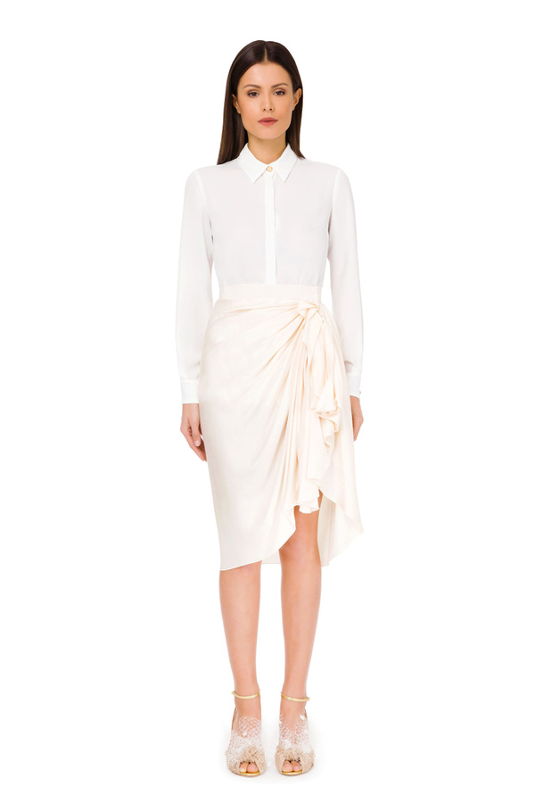 Silk skirt with ruffles - Elisabetta Franchi® Outlet