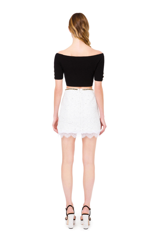 Mini skirt with belt and bow - Elisabetta Franchi® Outlet
