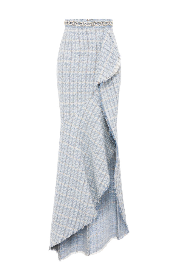 Falda larga con vuelos de tweed - Elisabetta Franchi® Outlet