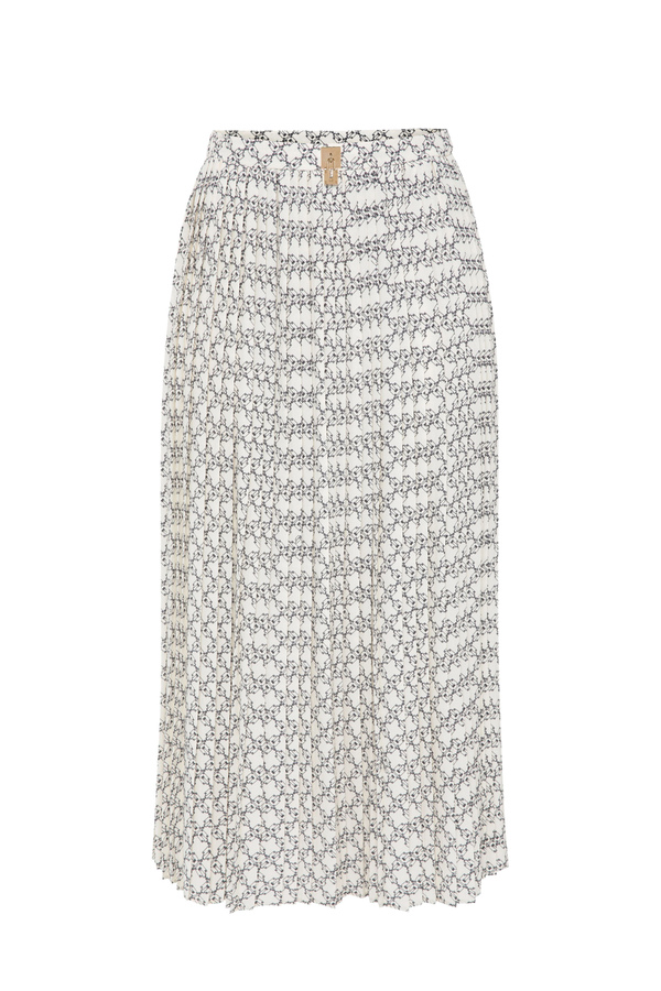 Pleated skirt with micro-padlock print - Elisabetta Franchi® Outlet