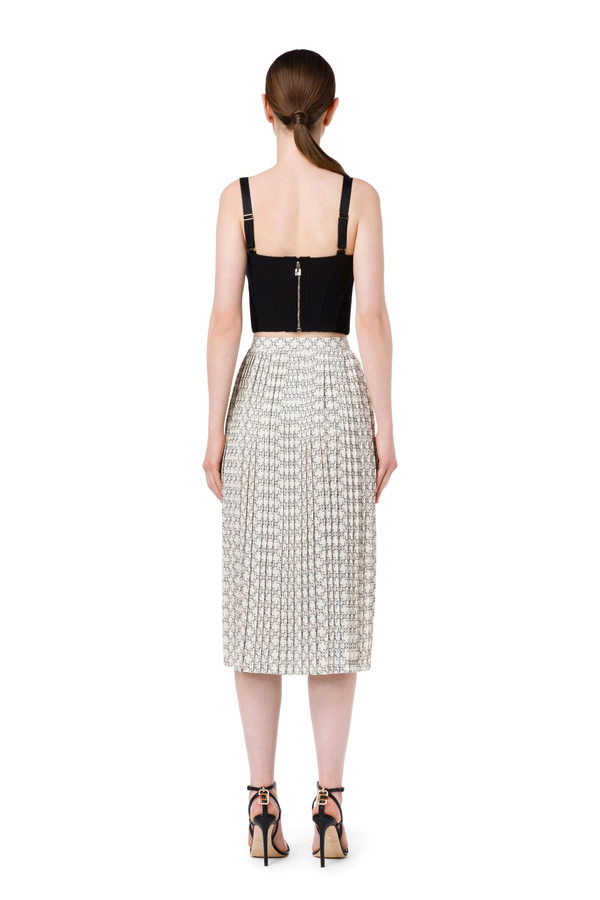 Pleated skirt with micro-padlock print - Elisabetta Franchi® Outlet