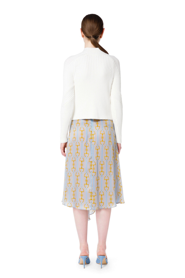 Horsebit print silk satin skirt - Elisabetta Franchi® Outlet
