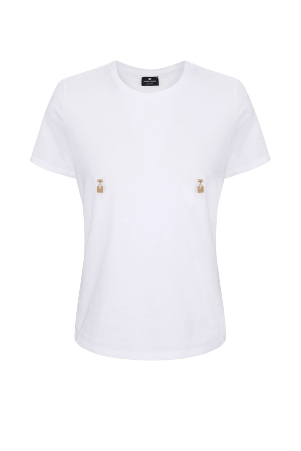 T-Shirt mit Charms - Elisabetta Franchi® Outlet