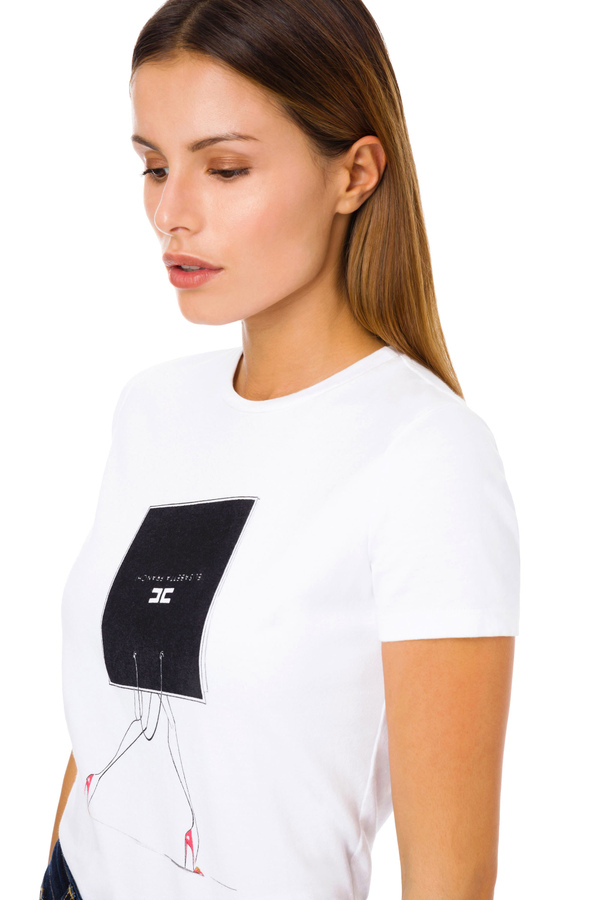 T-shirt avec imprimé Elisabetta Franchi - Elisabetta Franchi® Outlet