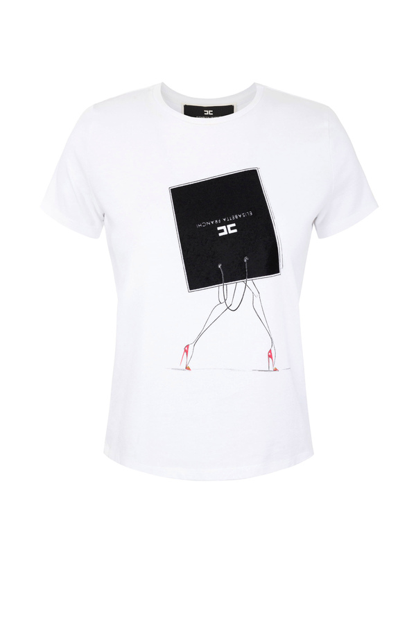 T-Shirt Elisabetta Franchi mit Print - Elisabetta Franchi® Outlet