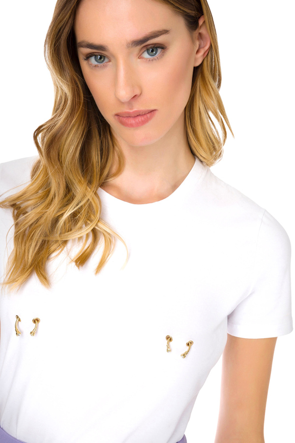 T-shirt Elisabetta Franchi con piercing - Elisabetta Franchi® Outlet