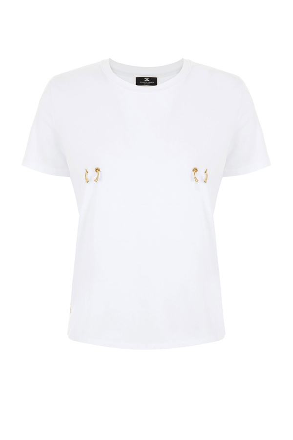 T-Shirt Elisabetta Franchi mit Piercing - Elisabetta Franchi® Outlet