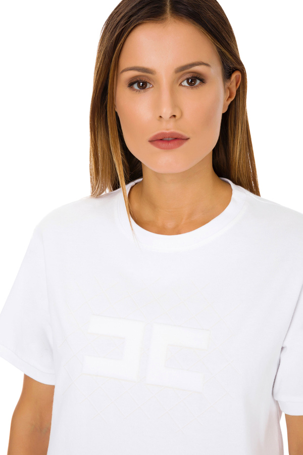 T-Shirt mit Rundhalsausschnitt - Elisabetta Franchi® Outlet