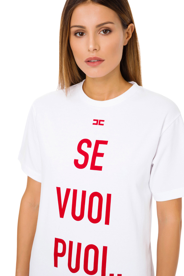 T-Shirt Elisabetta Franchi „Se vuoi puoi“ - Elisabetta Franchi® Outlet