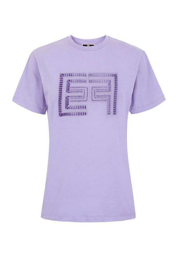 Camiseta Elisabetta Franchi con logotipo bordado - Elisabetta Franchi® Outlet