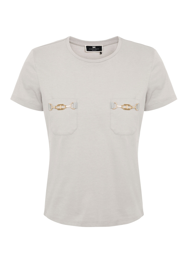 T-shirt con ricamo morsetto - Elisabetta Franchi® Outlet