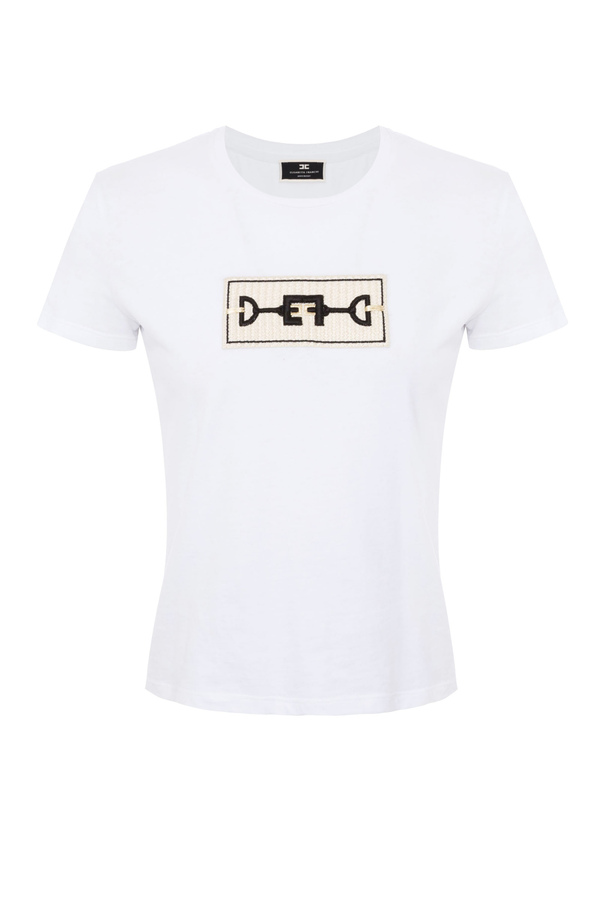 Camiseta con bordado broche - Elisabetta Franchi® Outlet