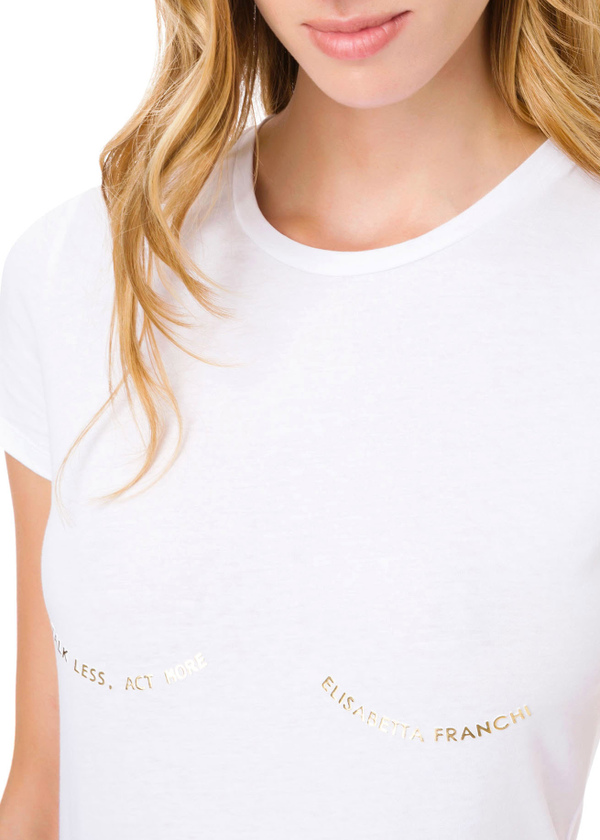 T-shirt avec inscription dorée Elisabetta Franchi - Elisabetta Franchi® Outlet