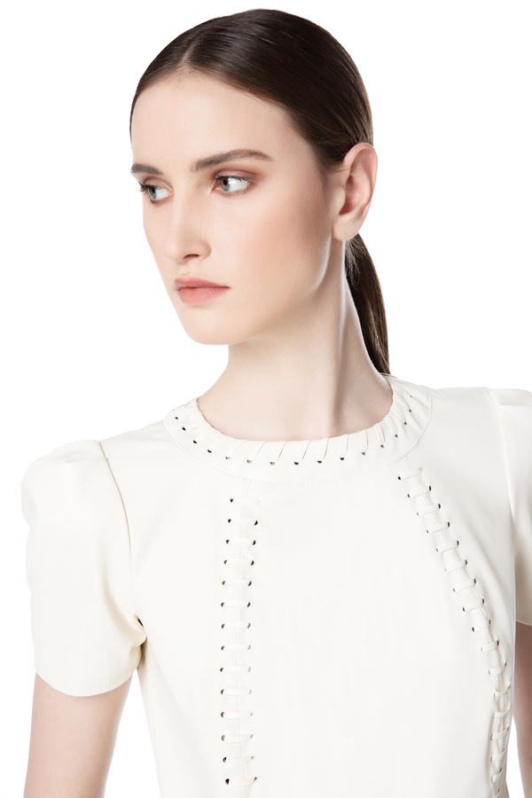 Hand made effect top with embroidery - Elisabetta Franchi® Outlet