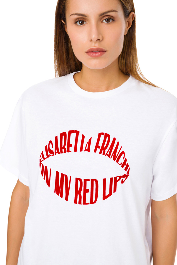 T-Shirt Elisabetta Franchi Red Lips - Elisabetta Franchi® Outlet
