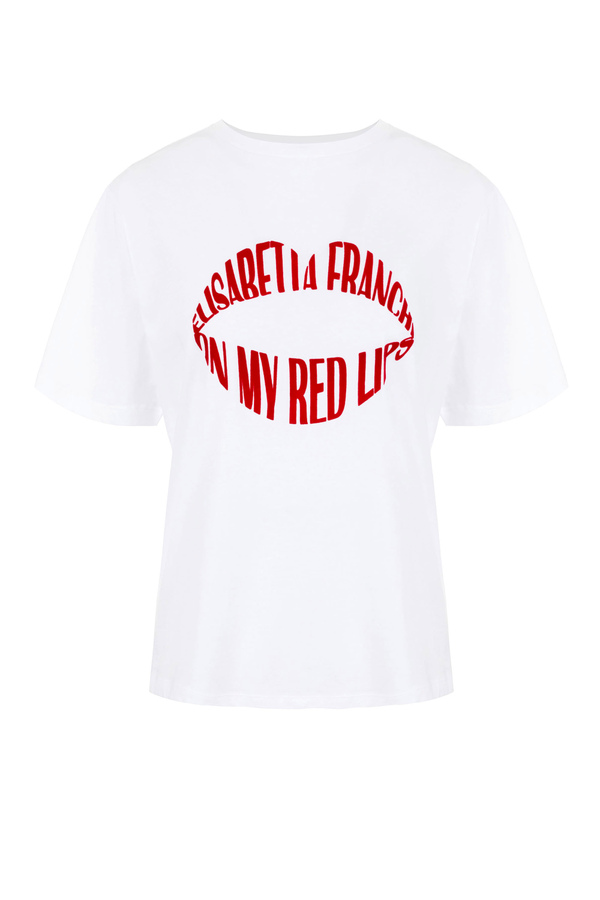 Camiseta Red Lips Elisabetta Franchi - Elisabetta Franchi® Outlet