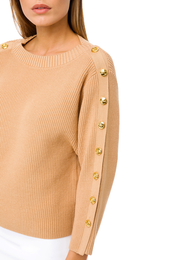 Pullover mit 3/4-Ärmeln mit goldfarbenen Knöpfen - Elisabetta Franchi® Outlet