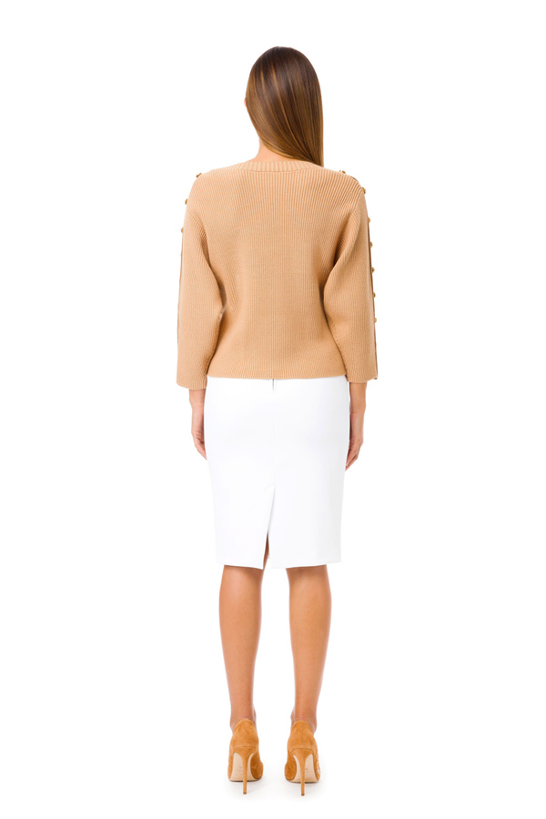 3/4 sleeved top with gold buttons - Elisabetta Franchi® Outlet