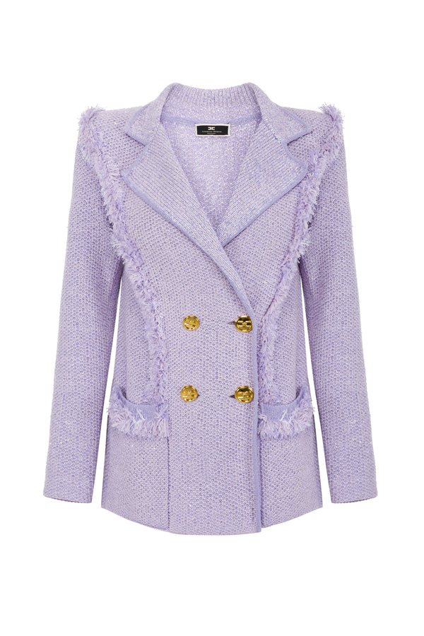 Knit jacket with light gold buttons - Elisabetta Franchi® Outlet