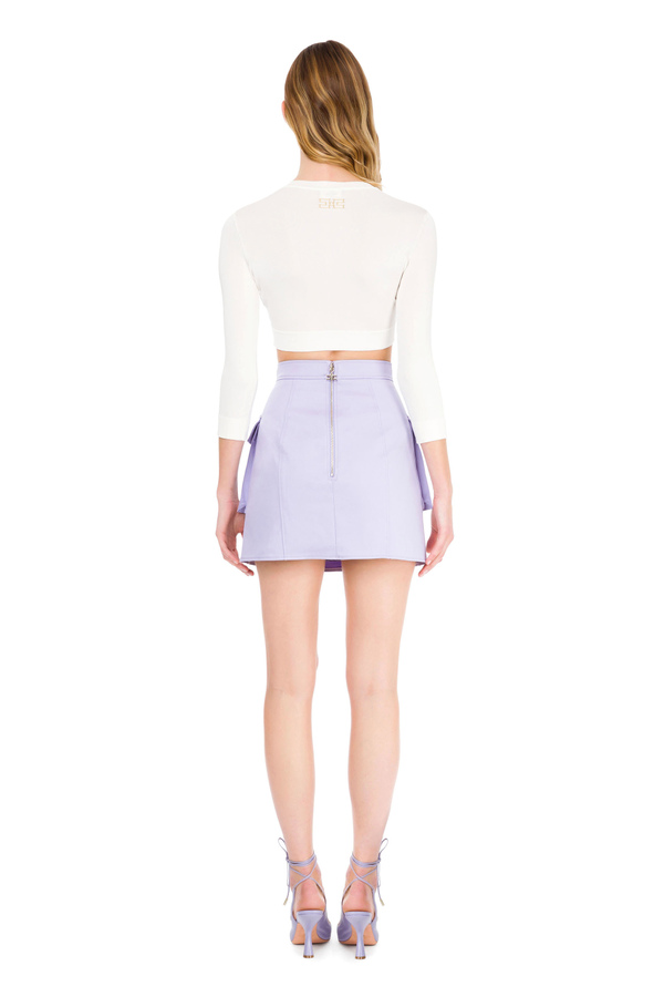 Long-sleeved crop top with buttons - Elisabetta Franchi® Outlet