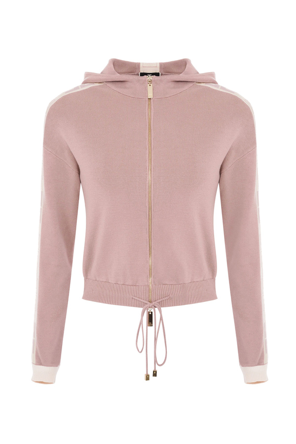 Cropped knit sweatshirt with zip - Elisabetta Franchi® Outlet