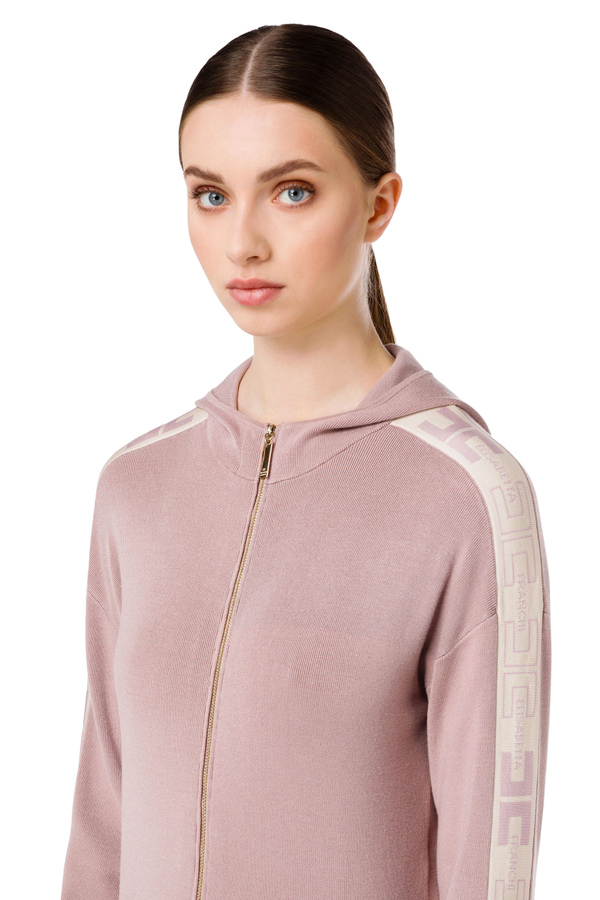 Cropped knit sweatshirt with zip - Elisabetta Franchi® Outlet