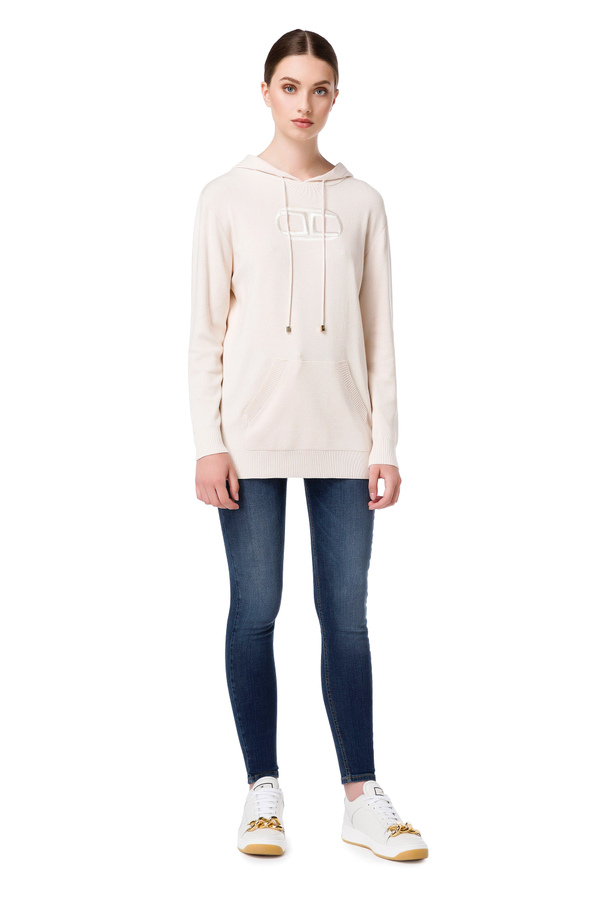 Sweatshirt with hood and pouch - Elisabetta Franchi® Outlet