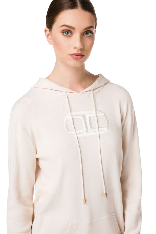 Sweatshirt with hood and pouch - Elisabetta Franchi® Outlet