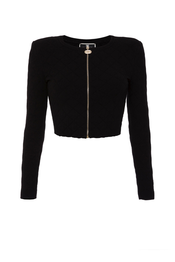 Short jacket with logoed zip - Elisabetta Franchi® Outlet