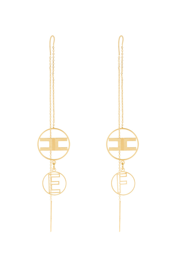Chain earrings with logo - Elisabetta Franchi® Outlet