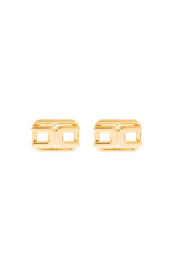 Elisabetta Franchi light gold earrings with logo - Elisabetta Franchi® Outlet