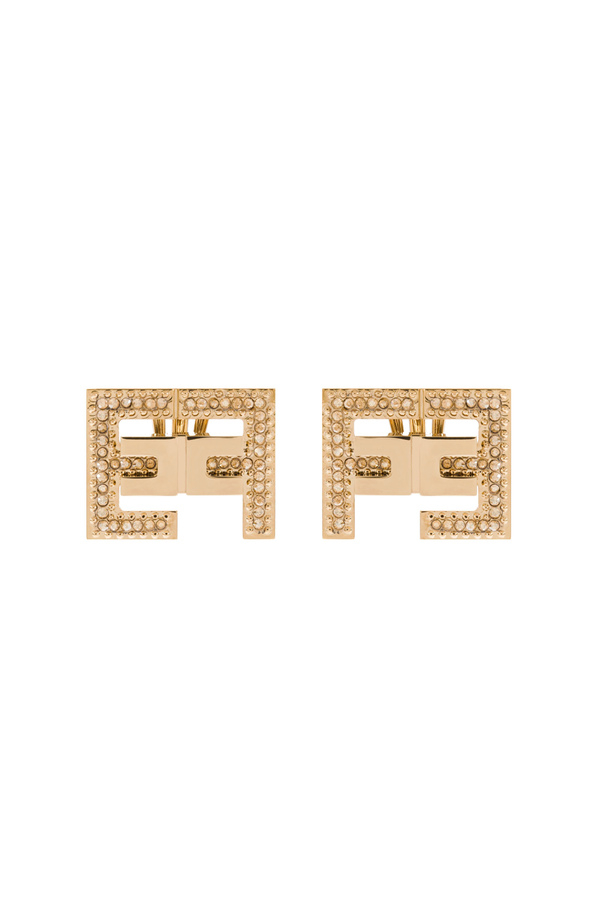 Elisabetta Franchi double logo earrings with rhinestones - Elisabetta Franchi® Outlet