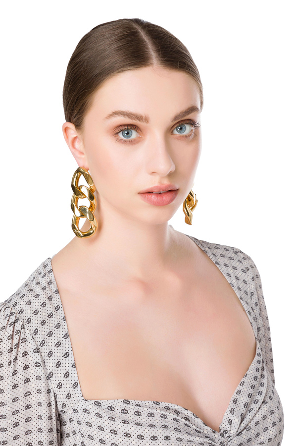 Maxi-chain pendant earrings - Elisabetta Franchi® Outlet