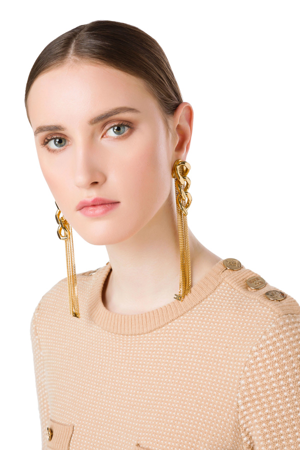 Boucles d'oreilles pendentifs avec chaîne légère - Elisabetta Franchi® Outlet