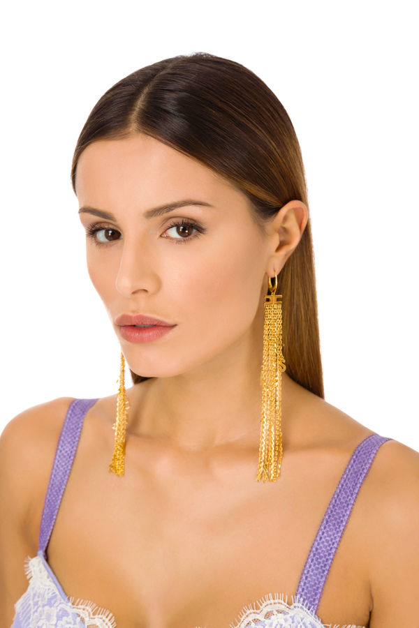 Boucles d'oreilles pendentifs light gold avec breloques et lettres - Elisabetta Franchi® Outlet