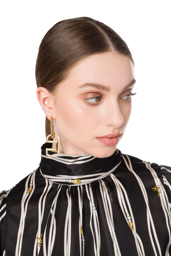 Pendant earrings with rhinestones by Elisabetta Franchi - Elisabetta Franchi® Outlet