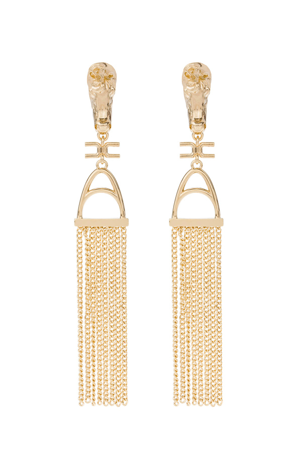 Pendant earrings with golden stirrup - Elisabetta Franchi® Outlet