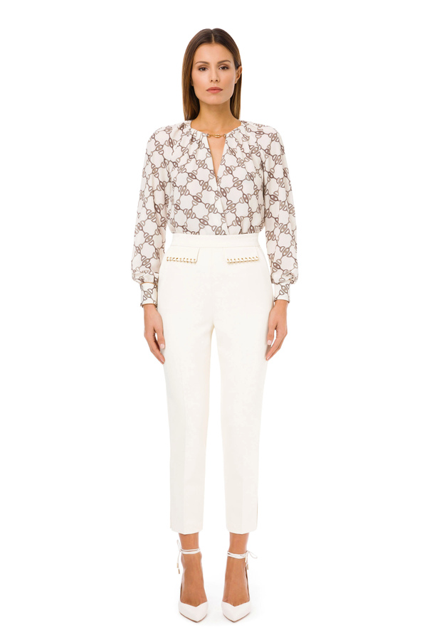 Cigarette trousers with piercing charms - Elisabetta Franchi® Outlet
