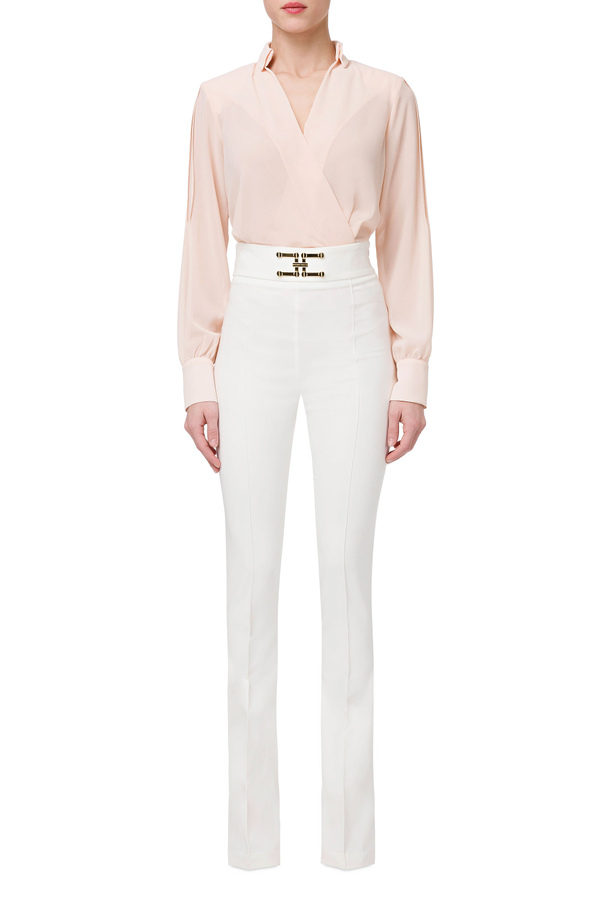 High-waisted and flared trousers - Elisabetta Franchi® Outlet