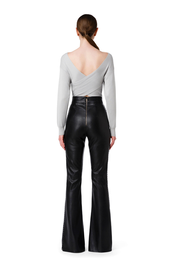 Bell-bottom trousers in faux leather by Elisabetta Franchi - Elisabetta Franchi® Outlet