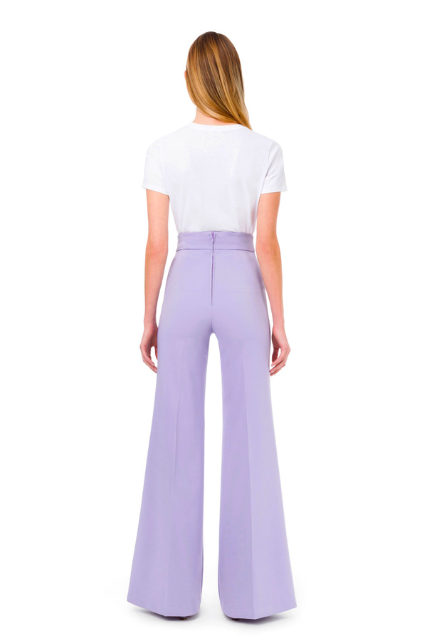 Palazzo trousers with gold logoed buttons - Elisabetta Franchi® Outlet