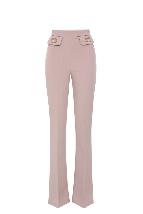 Elisabetta Franchi flared trousers with logo - Elisabetta Franchi® Outlet
